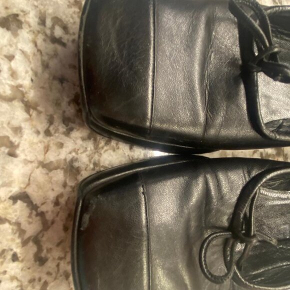 CHANEL Black leather Shoes Women Size 36.5 Euro (6.5 US) Wedge Slip on - Picture 3 of 5